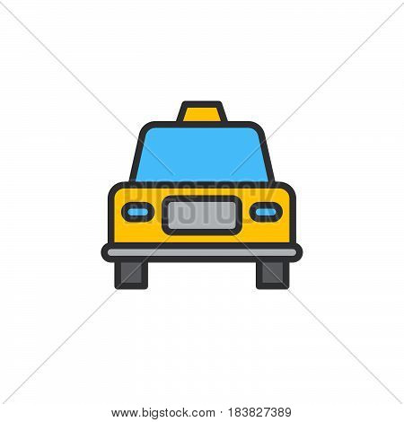 Car vehicle filled outline icon line colorful vector sign linear style pictogram isolated on white. Taxi symbol logo illustration. Editable stroke. Pixel perfect