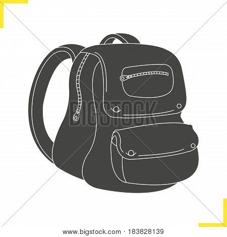 School backpack glyph illustration. Schoolbag silhouette symbol. Student rucksack. Negative space. Vector isolated icon