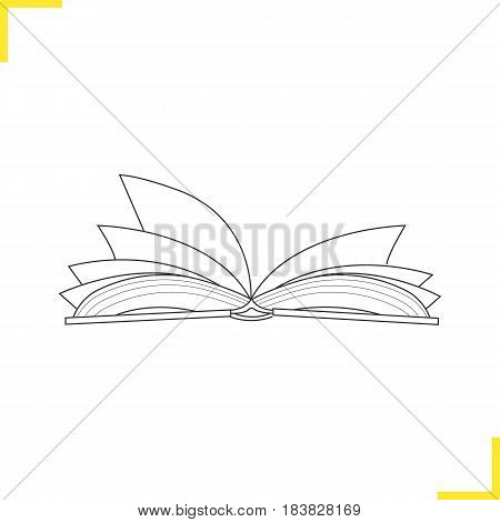 Open book linear illustration. Thin line icon. Open textbook contour symbol. Vector isolated outline drawing