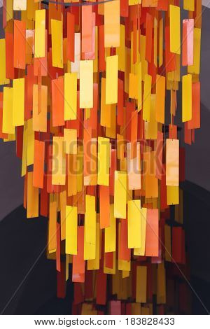 Orange label of Hanging down is Buddhist religious symbols.