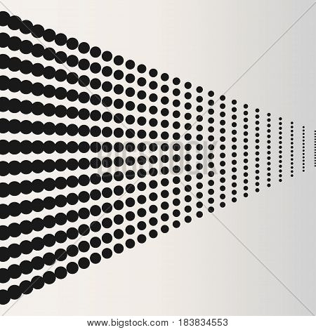 Halftone dots. Black horizontaly located dots on light background. Vector illustration