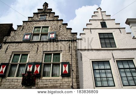 Netherlands zeeland Goes july 2016: crow-stepped gables