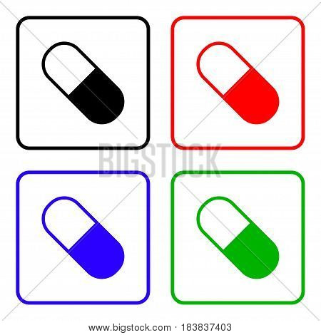 Nutritional supplements in capsules. Medical pill sign icon. Drugs symbol.