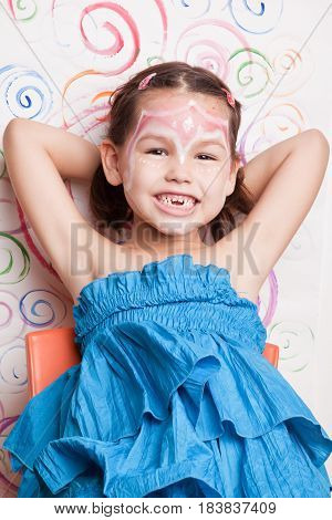 Portrait Of The Girl With Makeup On Her Face