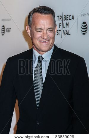 NEW YORK, NY - APRIL 26: Tom Hanks attend 'The Circle' premiere during the 2017 Tribeca Film Festival at BMCC Tribeca PAC on April 26, 2017 in New York City.