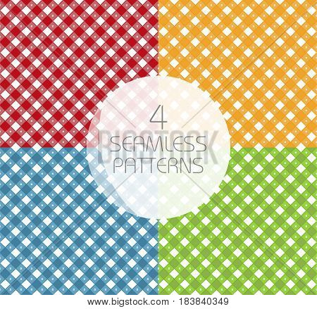 Set of seamless Gingham and Buffalo Check Plaid patterns. Tablecloths fabric texture stamp for apparel gift wrapping paper sleepwear pillow shirt and other textile products. Vector illustration