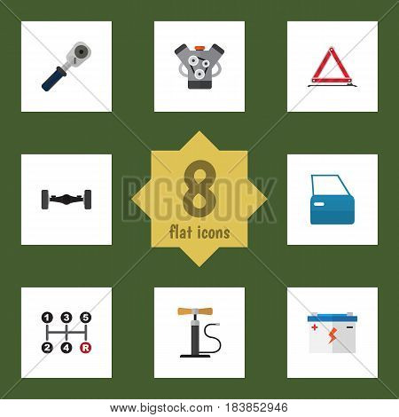Flat Service Set Of Carrying, Warning, Accumulator And Other Vector Objects. Also Includes Warning, Accumulator, Emergency Elements.