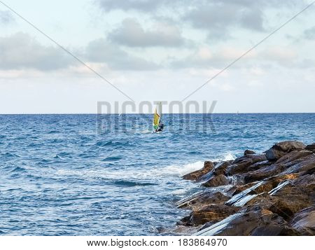 Windsurfing In The Evening Light