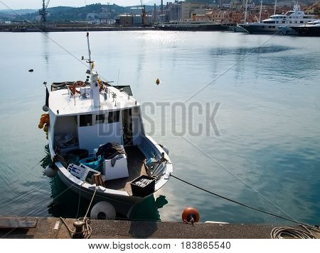Several Fishing Boats Are Moored.