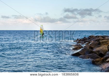 Windsurfing In The Evening Light