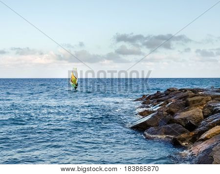 Windsurfing In The Evening Light