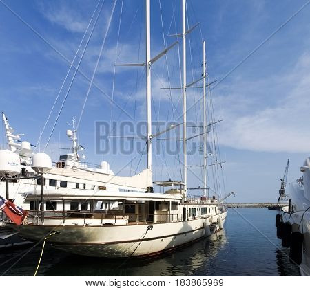 Yachts Moored In The Ligurian Port