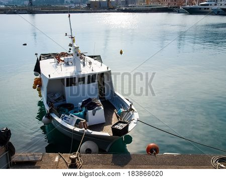 Several Fishing Boats Are Moored.