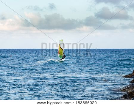 Windsurfing In The Evening Light
