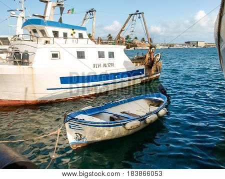 Several Fishing Boats Are Moored.