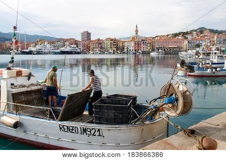 Several Fishing Boats Are Moored.