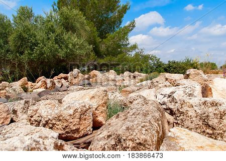 Archeological ruins ancient buildings in Beit Guvrin national Park, Israel.