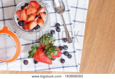 Chia Seeds. A Delicious Healthy Breakfast. Diet. Berries And Pudding.