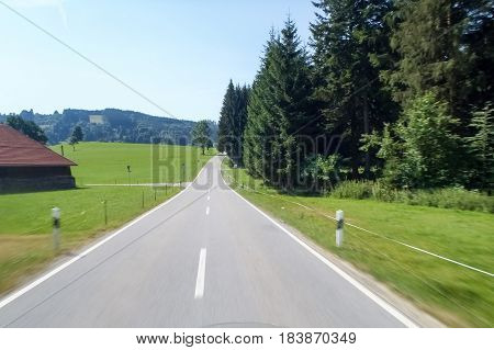 Allgau Panorama, Mountains And Green Meadows
