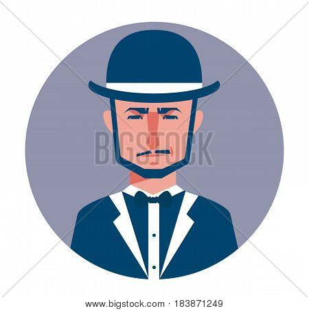 Male avatar icon in flat style. Male user icon. Cartoon man avatar. Hipster man avatar. Vector stock.