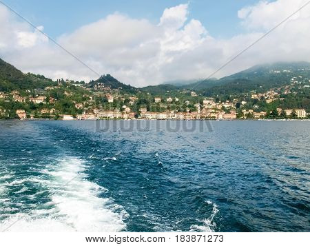 Menaggio Italy - august 25 2015: Menaggio view with perspective and from the ferry landing stage