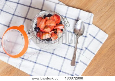 Chia Seeds. A Delicious Healthy Breakfast. Diet. Berries And Pudding.
