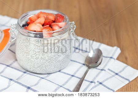 Chia Seeds. A Delicious Healthy Breakfast. Diet. Berries And Pudding.