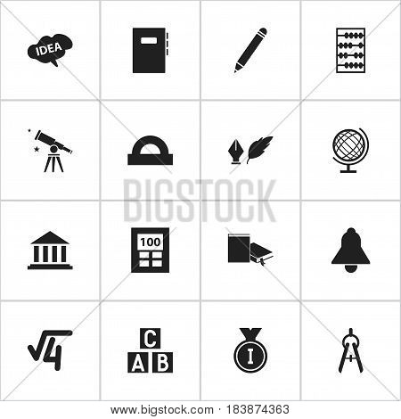 Set Of 16 Editable School Icons. Includes Symbols Such As Bell, Workbook, First Place And More. Can Be Used For Web, Mobile, UI And Infographic Design.