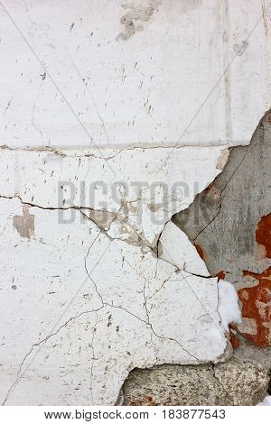 White Plaster Over Grey Concrete Wall - Texture For Background.