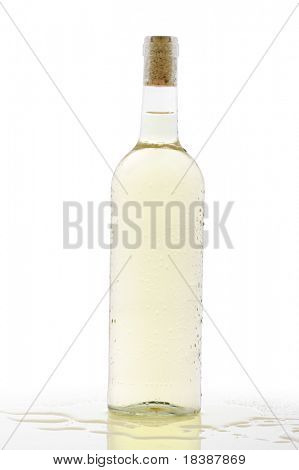 fresca bottiglia di bianco vino bianco isolato su chiusa