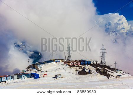 Mount Elbrus, Russia: Panoramic view of the station GaraBashi and the mountains