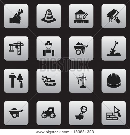 Set Of 16 Editable Building Icons. Includes Symbols Such As Home Scheduling, Endurance, Notice Object And More. Can Be Used For Web, Mobile, UI And Infographic Design.