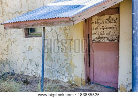old abandonned supermarket building in Death valley junction an old Borax Mining spot