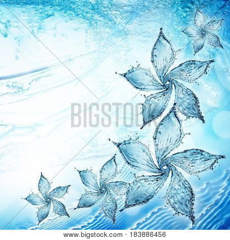 flower made of water splash. 3d rendering