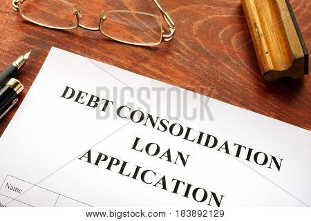 Document with the title debt consolidation loan.