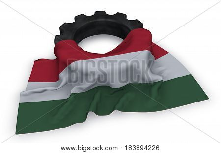 gear wheel and flag of hungaria - 3d rendering