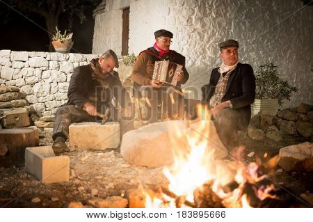 Cisternino Italy - January 01 2017: Ancient work representation at the living crib of Casalini di Cisternino (Italy)
