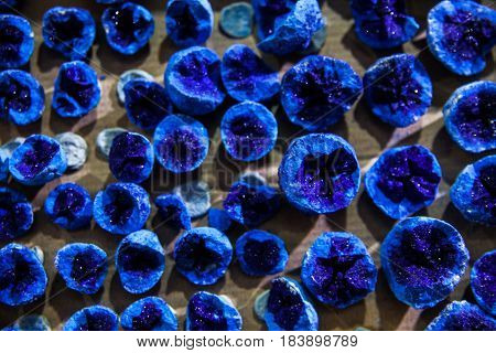 various stones and minerals at the exhibition