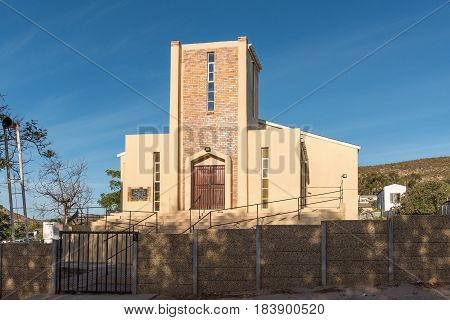 MONTAGU SOUTH AFRICA - MARCH 26 2017: The Sims Chapel of the African Methodist Episcopal Church in Montagu a town in the Western Cape Province