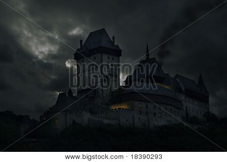 Старый замок в Карлштейне, Чешская Республика (коллаж).