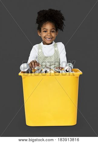 African Descent Girl holding Plastic Container