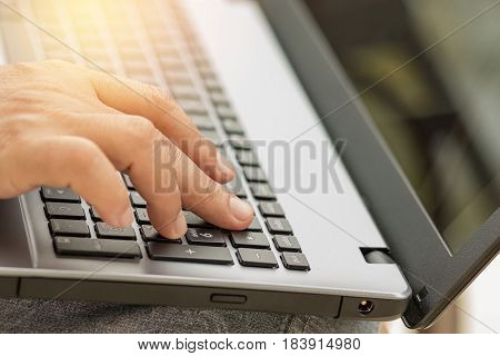 hands businessman working with laptop devices and using digital computer for searching onlinebusiness conceptselective focus