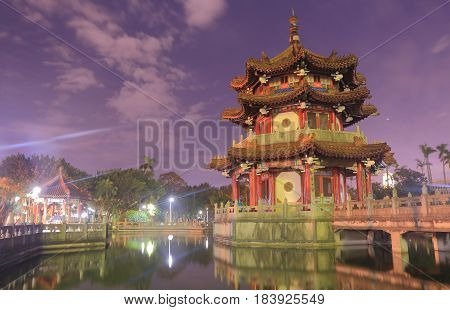 Traditional pavilion at 228 Peace Park in Taipei Taiwan. 228 Peace Park is located in the middle of Taipei downtown.