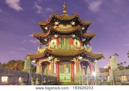 Traditional pavilion at 228 Peace Park in Taipei Taiwan. 228 Peace Park is located in the middle of Taipei downtown.