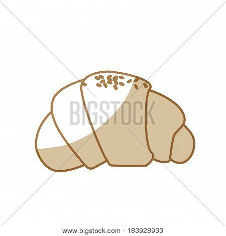silhouette delicious fesh bakery croissant bread, vector illustration