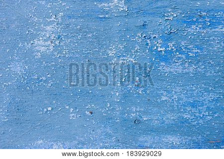 Texture Of An Old Aged Blue Paint On  Wooden Textured Surface. Closeup Picture Of An Old Wooden Boat