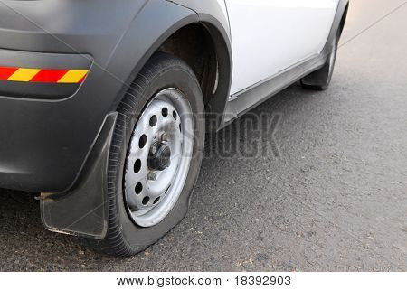 flat tire on the road