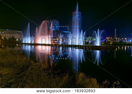 Dancing Fountains On Ardagani Lake. Batumi. Georgia