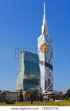 Radisson Blu Hotel And Building With Small Ferris Wheel In Batumi. Georgia