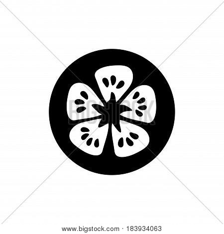 contour fresh slice limon organ vegetable, vector illustration